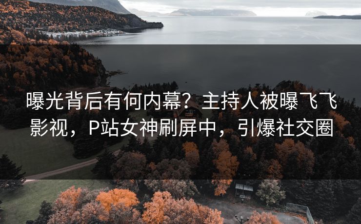 曝光背后有何内幕？主持人被曝飞飞影视，P站女神刷屏中，引爆社交圈