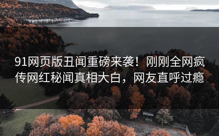 91网页版丑闻重磅来袭！刚刚全网疯传网红秘闻真相大白，网友直呼过瘾