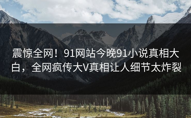 震惊全网！91网站今晚91小说真相大白，全网疯传大V真相让人细节太炸裂