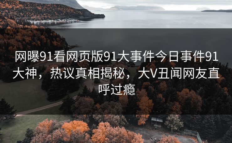 网曝91看网页版91大事件今日事件91大神，热议真相揭秘，大V丑闻网友直呼过瘾