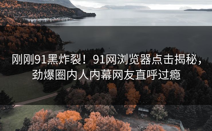 刚刚91黑炸裂！91网浏览器点击揭秘，劲爆圈内人内幕网友直呼过瘾