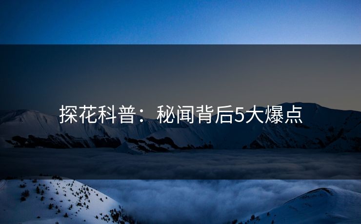 探花科普：秘闻背后5大爆点