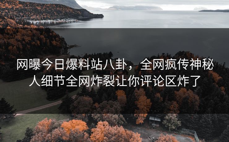 网曝今日爆料站八卦，全网疯传神秘人细节全网炸裂让你评论区炸了