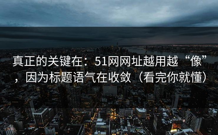 真正的关键在：51网网址越用越“像”，因为标题语气在收敛（看完你就懂）